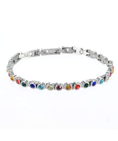 Chakra Meditation System Energy Magnetic Bracelet with 7 Colorful Swarovski Crystals Energetix 4you 727 Magnetix Design Handmade S/M