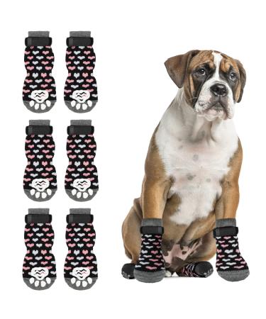 Rypet Anti Slip Dog Socks 3 Pairs - Dog Grip Socks with Straps Traction Control for Indoor on Hardwood Floor Wear Pet Paw Protector for Small Medium Large Dogs Large Large (6 Count)