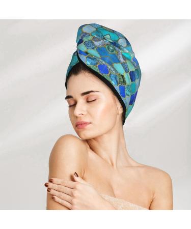 Stone Pattern Coral Velvet Dry Hair Cap | Quick-Dry Hair Towel Wrap for Women & Men | Perfect for Travel & Home - Buy Online on GoSupps.com