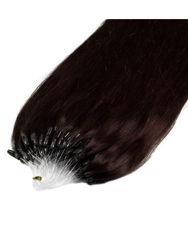 hair2heart Premium Microring Extensions Human Hair Straight - 25 Strands 0.8g 40cm 5/0 Medium Brown #2 Dark Brown 40cm 25 Strands