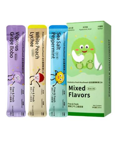 Wisylizv Individual Sachet Mouthwash | 15 Oral Care Sachets - Fruity Scent Instant Freshness Adult Travel Bathroom Meals