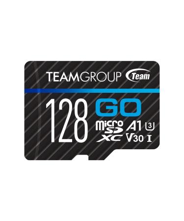 TEAMGROUP GO Card 128GB Micro SDXC UHS-I U3 V30 4K for GoPro & Drone & Action Cameras High Speed Flash Memory Card with Adapter for Outdoor, Sports, 4K Shooting, Nintendo-Switch TGUSDX128GU303