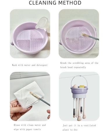 Buy 3 in 1 Silicone Makeup Brush Cleaning Mat Cleaner Bowl Drying Rack & Storage Holder in Purple | Best Makeup Brush Care Solution - Buy Online on GoSupps.com