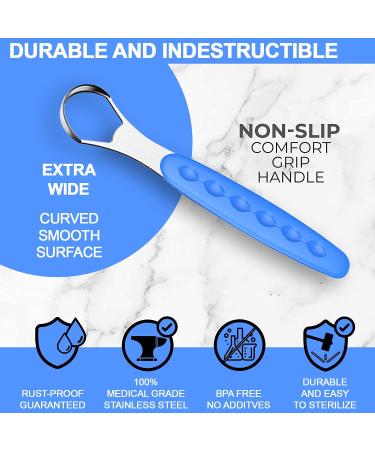 Stainless Steel Tongue Scraper Set for Adults & Kids - Oral Self Care Pack for Bad Breath - 2pcs with Travel Case - Medical Grade Tongue Cleaner - Buy Online on GoSupps.com