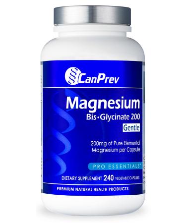 CanPrev - Magnesium Bis-Glycinate 200 mg 240 Veggie Capsules - Muscle Health  Bone Health and Cramp - Magnesium Biglycinate 200mg - 3rd Party Tested - Formulated & Made in Canada 240 Count (Pack of 1)