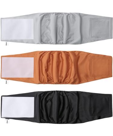 Avont 3 pieces of male reusable dog diapers belly band dog for incontinence dog washable and environmentally friendly for dog male -black/brown/gray black/brown/gray l (44 - 54cm) - Buy Online on GoSupps.com