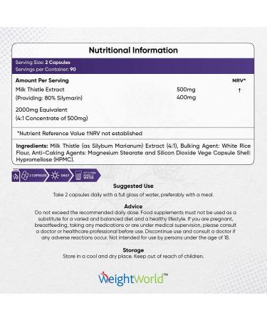 D-Lite Milk Thistle Capsules - 180 Vegan Capsules - 3 Months Supply - High Strength (80% Silymarin) - Odour & Aftertaste Free - Made in UK - Buy Online on GoSupps.com