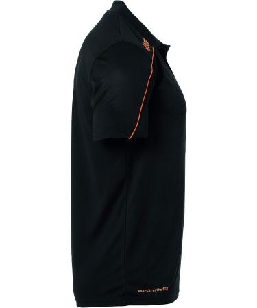 uhlsport Unisex Kids Stream 22 Polo - Black/Fluo Orange | Premium Kids Polo for Soccer & Sports | International Shipping Available - Buy Online on GoSupps.com