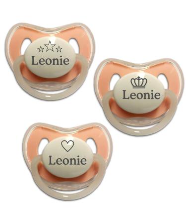 Personalized Baby Pacifier Set - 3-Pack Engraved Silicone Nipple for 6-30 Months | Heart Crown Star Designs & Custom Name - Buy Online on GoSupps.com