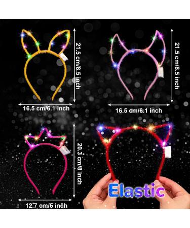 Janinka 64 Pcs LED Cat Ears Bunny Horn Crown Headband - Glow in The Dark Party Hair Accessories for Women & Girls - Buy Online on GoSupps.com