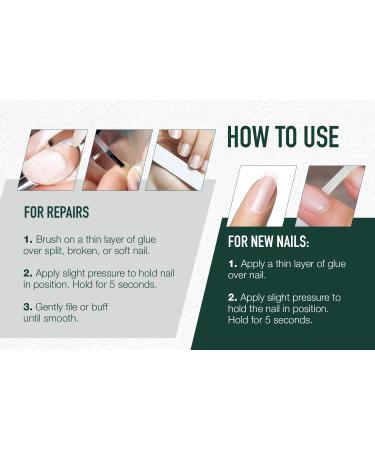 5 Second Brush-On Nail Glue 6g - For Nail Tips, Full Cover Nails, and Repairing Cracked/Split Natural Nails - 3-Pack 0.20 Fl Oz - Buy Online on GoSupps.com