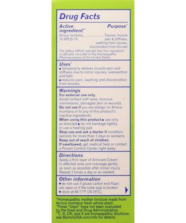 Boiron Arnicare Cream - Unscented Pain Relief 2.5 oz | Quick & Effective - Buy Online on GoSupps.com