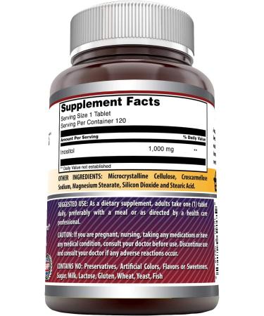 Amazing Nutrition Inositol 1000 mg - 120 Tablets | Support Healthy Mood & Wellness - Buy Online on GoSupps.com