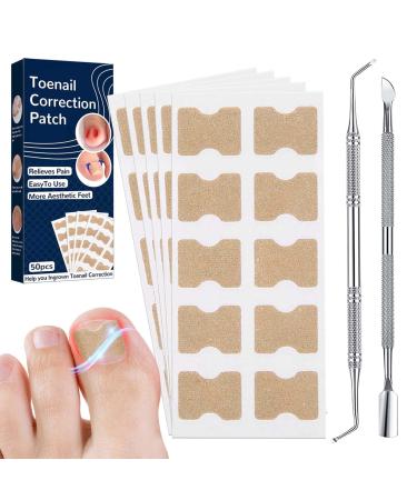 Ingrown Toenail Treatment  No Glue Ingrown Toenail Corrector - Painless Pedicure Toenail Corrector Patch Strips  With Nail Correction Tools 50 Patches with Nail Correction Tools Blue