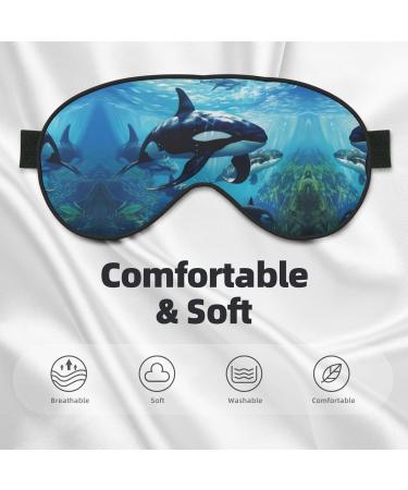 Killer Whales Swim Along Print Eye Mask | Ultra-Soft Light-Blocking for Comfort & Restful Sleep | International Shipping Available - Buy Online on GoSupps.com