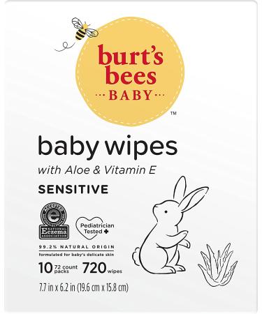 Burt's Bees Unscented Baby Wipes - 720 Count Pack, Hypoallergenic & All Natural with Aloe & Vitamin E - Fragrance Free Towelettes for Sensitive Skin - Buy Online on GoSupps.com