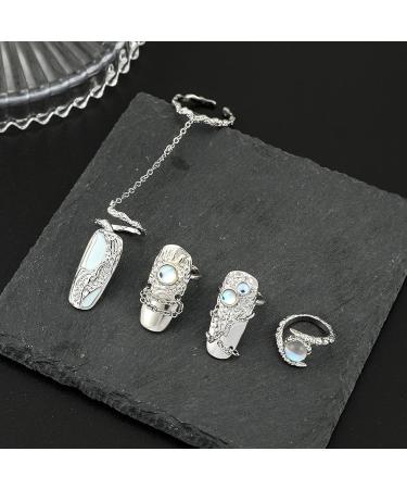 LAMDNL Adjustable Nail Rings Alloy Nail Art Finger Rings Women Girl Gifts Jewelry Nail Rings Fingertip Rings Set Alloy Material - Buy Online on GoSupps.com