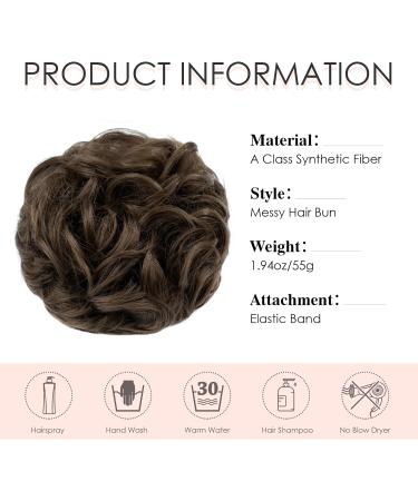 MY-LADY Messy Hair Bun Extension Scrunchie | Updo Wavy Curly Ponytail | Thick Hair Piece Chignon Hairpiece 55g - Golden Brown - Buy Online on GoSupps.com