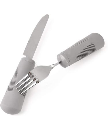 Special Supplies Adaptive Utensils (4-Piece Set) - Weighted Non-Slip Handles for Hand Tremors, Arthritis, Elderly use - Stainless Steel Knife, Fork, Spoons - Gray - Buy Online on GoSupps.com
