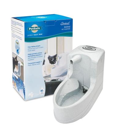 PetSafe Drinkwell Mini Pet Fountain for Cats & Small Dogs - Water Filter Included - Flowing Dispenser Encourages Hydration - Adjustable Knob Enables Water Flow Customization - Perfect for Small Spaces