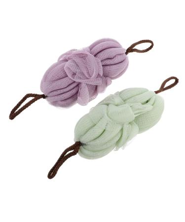 2pcs Bath Ball Back Strip Exfoliating Shower Net Bath for Shower Exfoliating Body Loofah Wash Puff Balls Bath Scrubber Bathroom Accessories Double Sided Puffs Mesh 1 Count (Pack of 1)