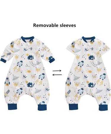 Chilsuessy Baby Sleeping Bag with Feet 1.5 Tog | 100% Cotton | Removable Sleeves | Anti Kick | Infant Toddler Wearable Blanket | Spaceship Design | 90/3-4 years - Buy Online on GoSupps.com