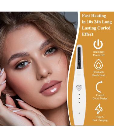 Heated Eyelash Curler Heated Lash Curler Electric Eyelash Curler with 3 Temperature Settings Portable Eyelash Curler Heated Rechargeable Quick Heat Intelligent Power Off Natural 24 Hours Long-Lasting - Buy Online on GoSupps.com