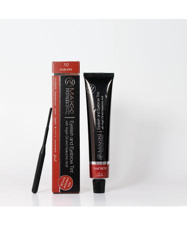 10 x Auburn Makki Professional Intensive Eyelash and Eyebrow Tint with Argan Oil & Hualuronic Acid 10 Auburn