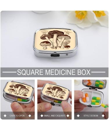 Vintage Mushroom Pill Box - Decorative 2 Compartment Medicine Organizer - Portable Metal Pill Case for Pocket or Purse | International Shipping Available - Buy Online on GoSupps.com