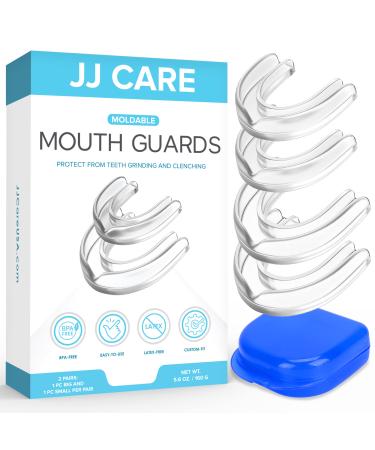 JJ CARE Mouth Guard (2 Pairs)  Best Value Comes Retainer Cleaner Tablets  Custom Moldable Night Guards for Teeth Grinding at Night  Dental Mouth Guard for Sleeping