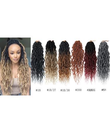 24 Inch Ombre Wavy Goddess Faux Locs Crochet Hair Extensions (6Packs) - #1B/27 - Buy Online on GoSupps.com