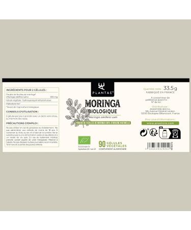 Moringa Organic *Plantae* 90 Herbal Capsules * Nutrient Concentrate * Superfood + Organic + Energy * - Buy Online on GoSupps.com