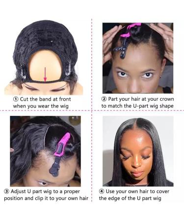 Supernova Hair U Part Bob Wig 8 Inch | Short Straight Human Hair Wig for Black Women | Brazilian 150% Density Natural Color Clip-in U-Part Wig - Buy Online on GoSupps.com