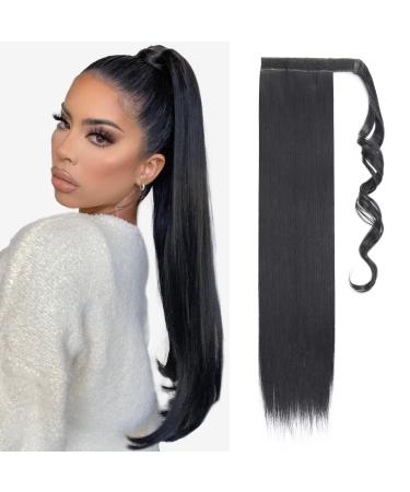 Tess ponytail extension black 66 cm dark black braid extension horse tail hair part 100g long hair extension braid 66 cm-gladed dark black - Buy Online on GoSupps.com