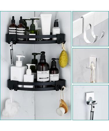 Ningyer 12-Piece Self-Adhesive Razor Shower Holder Set | No-Drill Multi-Purpose Hooks for Bathroom Kitchen & Office | Black/Silver Bathroom Accessories - Buy Online on GoSupps.com