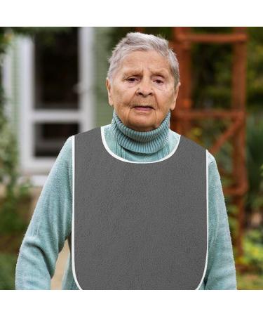 2pcs Adult Bibs for Elderly Washable Feeding Adult Bib with Crumb Catcher Waterproof Clothing Protectors Grey - Buy Online on GoSupps.com