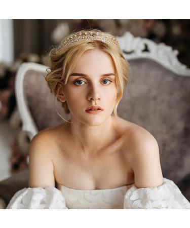 AW BRIDAL Gold Princess Tiara for Women and Girls - Wedding Headband Hair Accessories - Buy Online on GoSupps.com