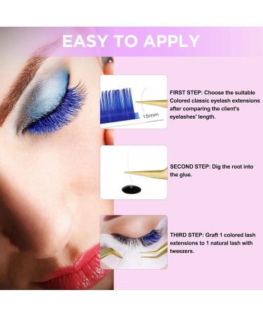 QUEWEL Colored Classic Eyelash Extensions | 0.07 C/D Curl 8-15mm | Blue Lash Extensions for Salons | Perfect for International Shipping - Buy Online on GoSupps.com