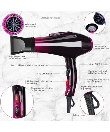 Professional 3500W Hair Dryer | Powerful Salon Blow Dryer with Negative Ions & Ceramic AC Motor | Includes Concentrator & Diffuser Attachments - Buy Online on GoSupps.com