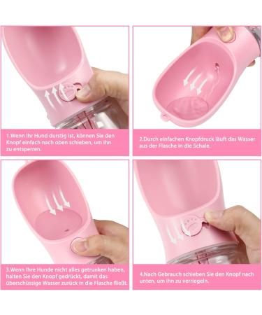 Nepfaivy 550ml Portable Dog Water Bottle with 150ml Feed Container - Travel Friendly Pink Bottle for Hiking & On-the-Go Dogs - Buy Online on GoSupps.com