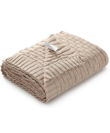 mimixiong Baby Blanket Soft Cozy 100% Cotton Knit Swaddle Baby Blanket for Newborn Boys Girls - Camel 100 x 80cm Camel - Waffle