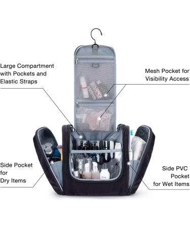 Large Hanging Toiletry Bag for Travel | Water-Resistant Cosmetic Organizer by BAGSMART | Extra-Large Capacity | Black - Buy Online on GoSupps.com
