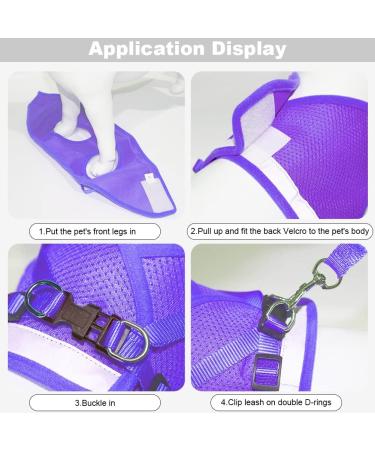 Meioro Adjustable Dog Harness & Leash Set | Soft Padded Vest for Small & Medium Dogs | Reflective Black & Purple | Perfect for Puppies & Cats - Buy Online on GoSupps.com