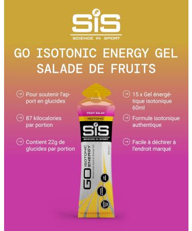 Science in Sport GO Isotonic Energy Gel 15 x 60ml Fruit Salad Vegan - Isotonic Formulation with 22g of Carbohydrates Good Source of Energy Alternative to Isotonic Drinks - Buy Online on GoSupps.com