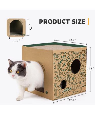 Cat Cardboard House with 2-Story Scratcher Pad | Indoor Cat Play Condo & Hideaway Furniture - Buy Online on GoSupps.com