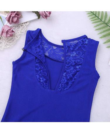 FEESHOW Big Girls' Cap Sleeve Floral Lace Back Leotard in Royal Blue 12-14 - Ballet Dance Costume - Buy Online on GoSupps.com