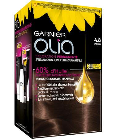 Garnier Olia Permanent Hair Dye Ammonia-Free Natural Flower Oils Mocha (4.8)