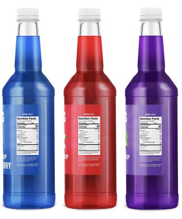 Lucy's Family Owned Shaved Ice Snow Cone Syrups - Cherry, Blue Raspberry, Grape - 32oz Bottles (Pack of 3) - Buy Online on GoSupps.com
