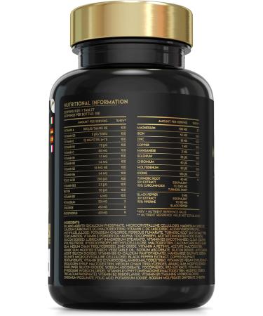 Award Winning A-Z Multivitamins and Minerals Boosted with Turmeric | Made in The UK | Vegan Multivitamin Tablets for Women & Men | 100% NRV Multivitamin with 27 Key Nutrients | 180 Capsules - Buy Online on GoSupps.com