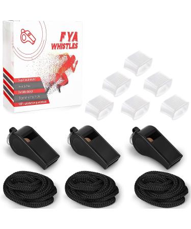 Fya Super Loud Sports Whistle with Lanyard and Mouth Grip - Ideal for Coaches, Referees, Emergency, Lifeguard, Survival - Outdoor Black - Buy Online on GoSupps.com